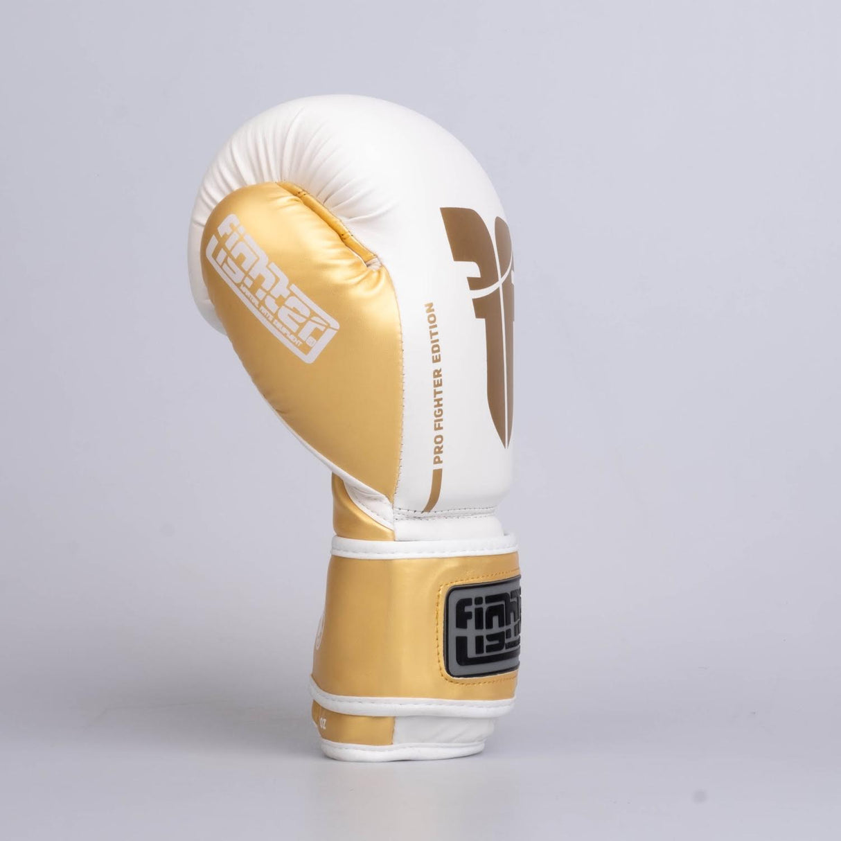 Gants de boxe Fighter Training PU - blanc/or, FBG-TRP-002