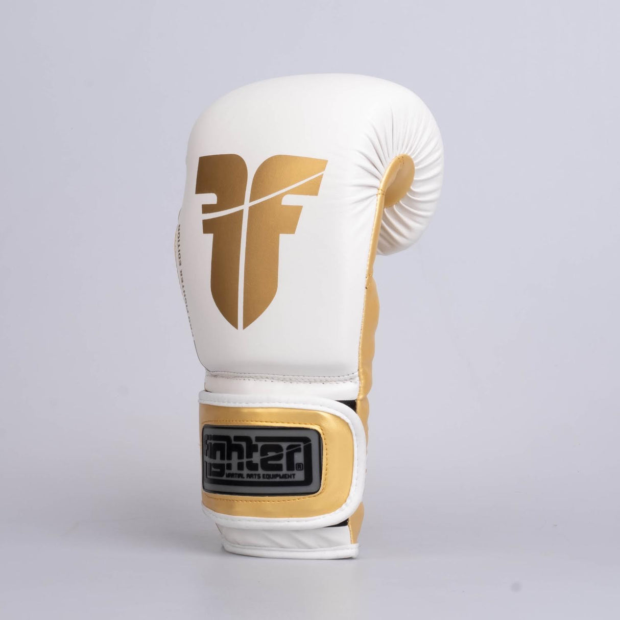 Gants de boxe Fighter Training PU - blanc/or, FBG-TRP-002