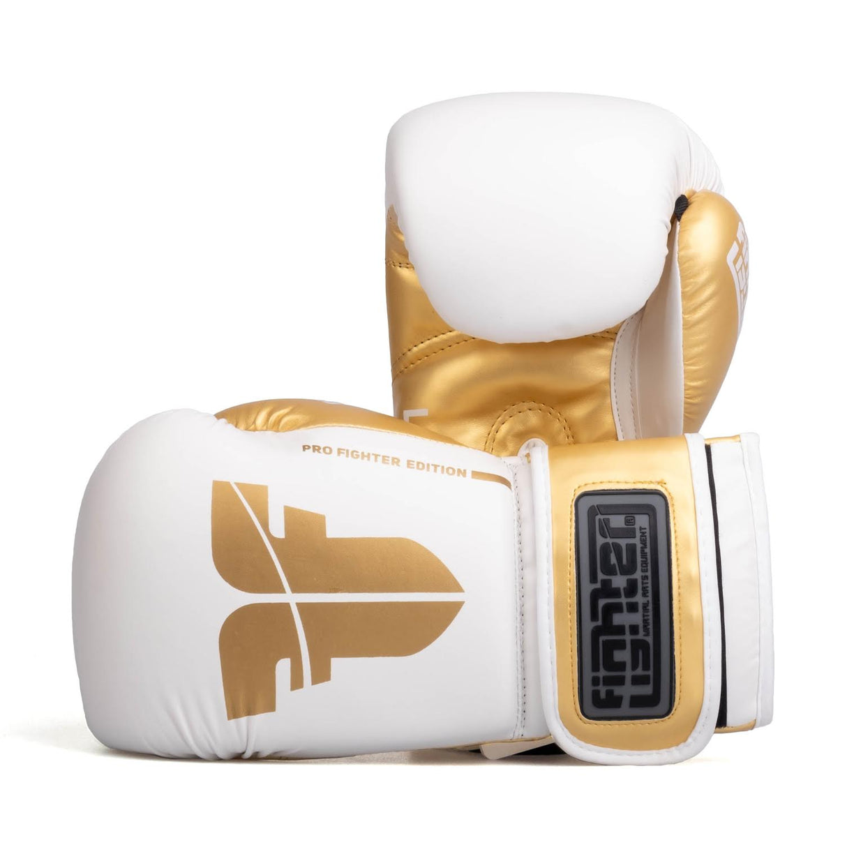 Gants de boxe Fighter Training PU - blanc/or, FBG-TRP-002