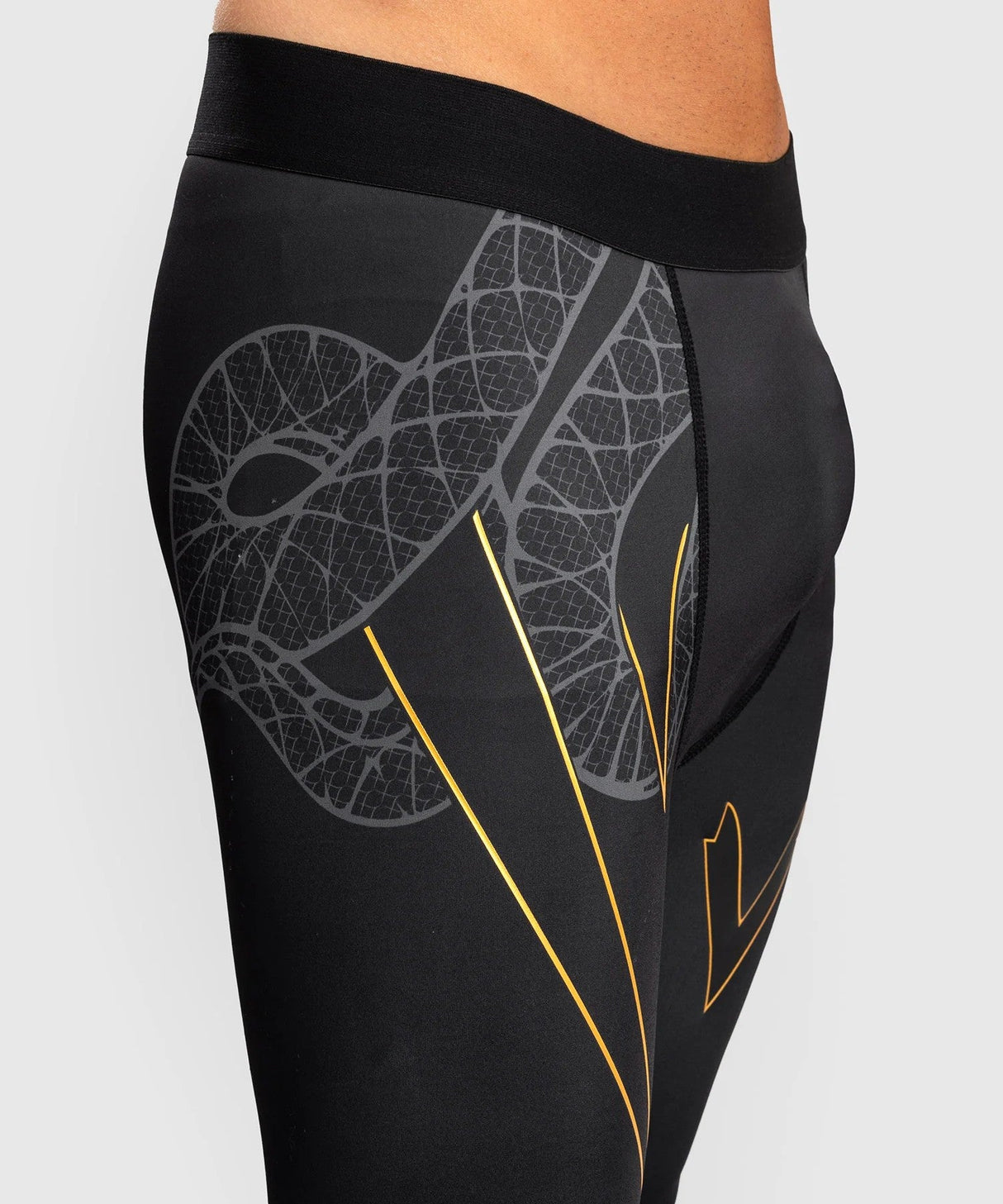 Venum Serpenti Men's Compression Leggings – Black/Gold, VENUM-05752-109