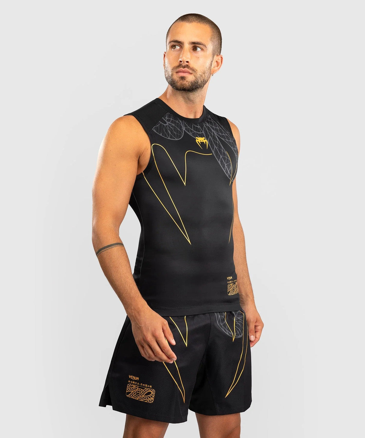 Venum Serpenti Men's Sleeveless Rashguard Tank Top – Black/Gold, VENUM-05748-109