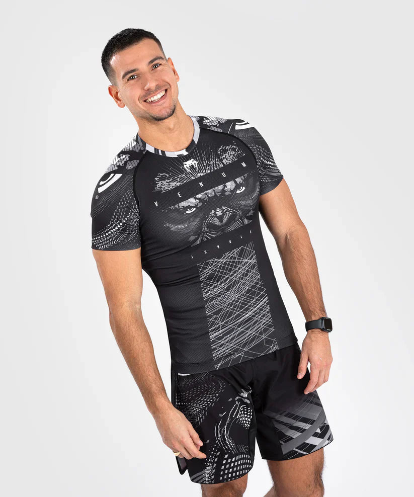 Venum Gorilla Jungle Rashguard de manga corta, negro/blanco-Venum-05077-108