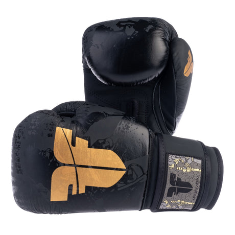 Fighter Samurai Boxing Gloves - black/gold, FBG-006-SBK