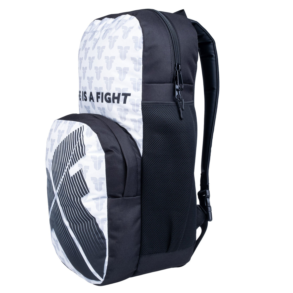 Fighter Mochila M-logotipo blanco, FBG-25-LG-WH