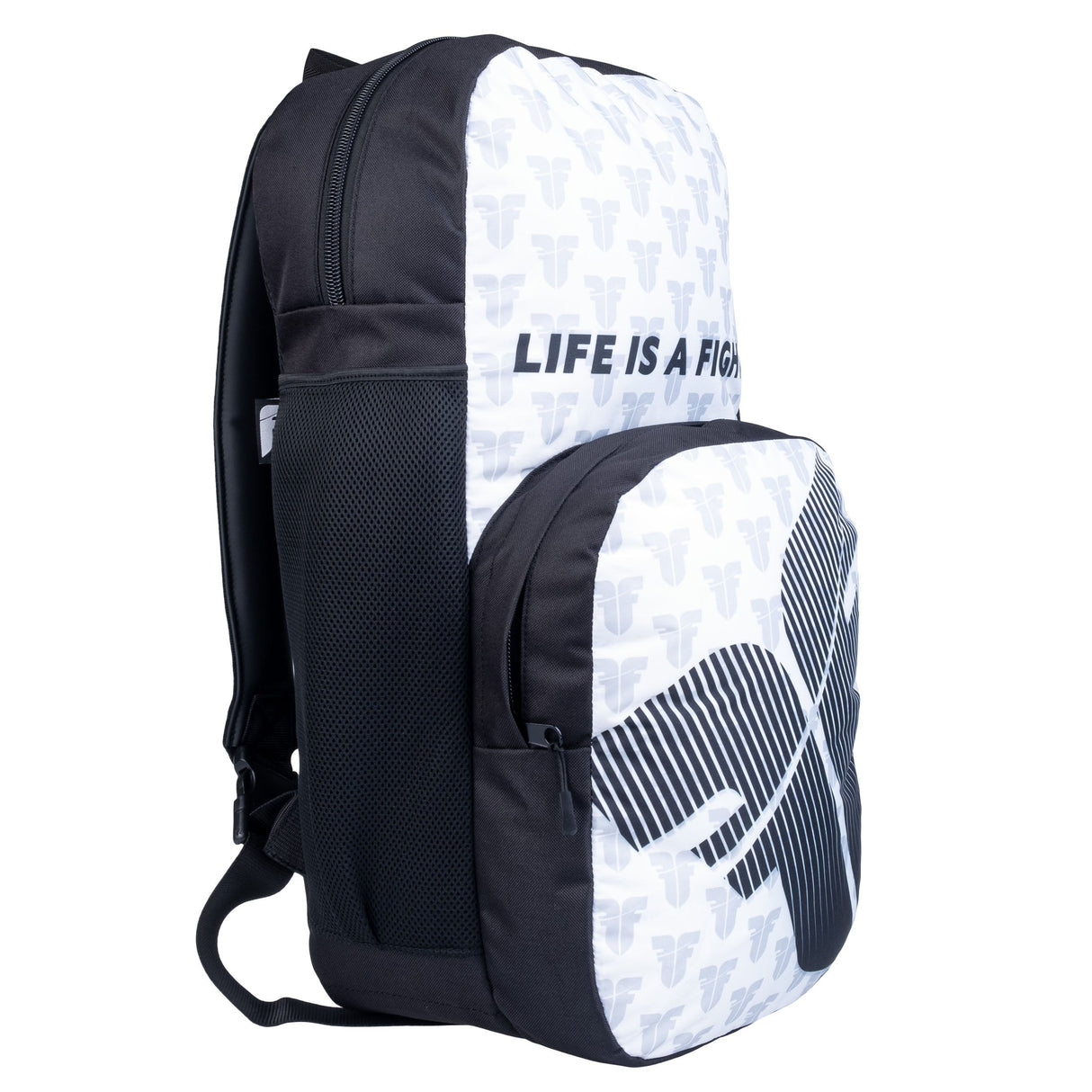 Fighter Mochila M-logotipo blanco, FBG-25-LG-WH
