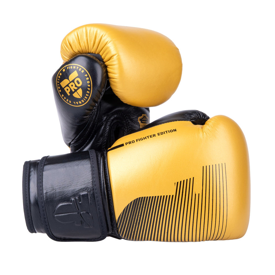 Fighter Pro Boxing Gloves – gold/black, FBG-PRO-005