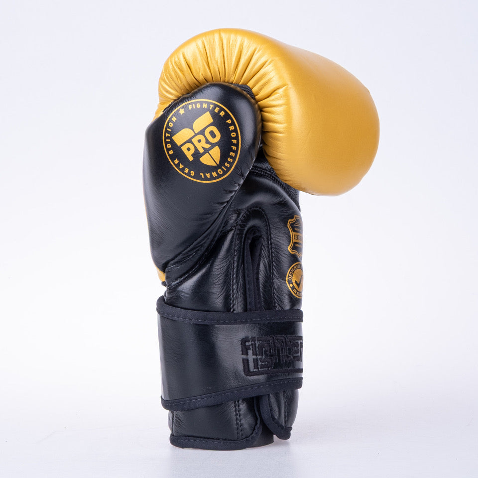 Fighter Pro Boxing Gloves – gold/black, FBG-PRO-005