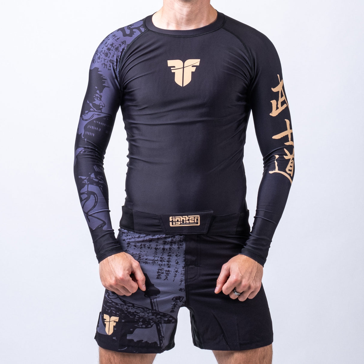 Rashguard de combat Samurai à manches longues - noir/or, FRSG-SAM-01-LS