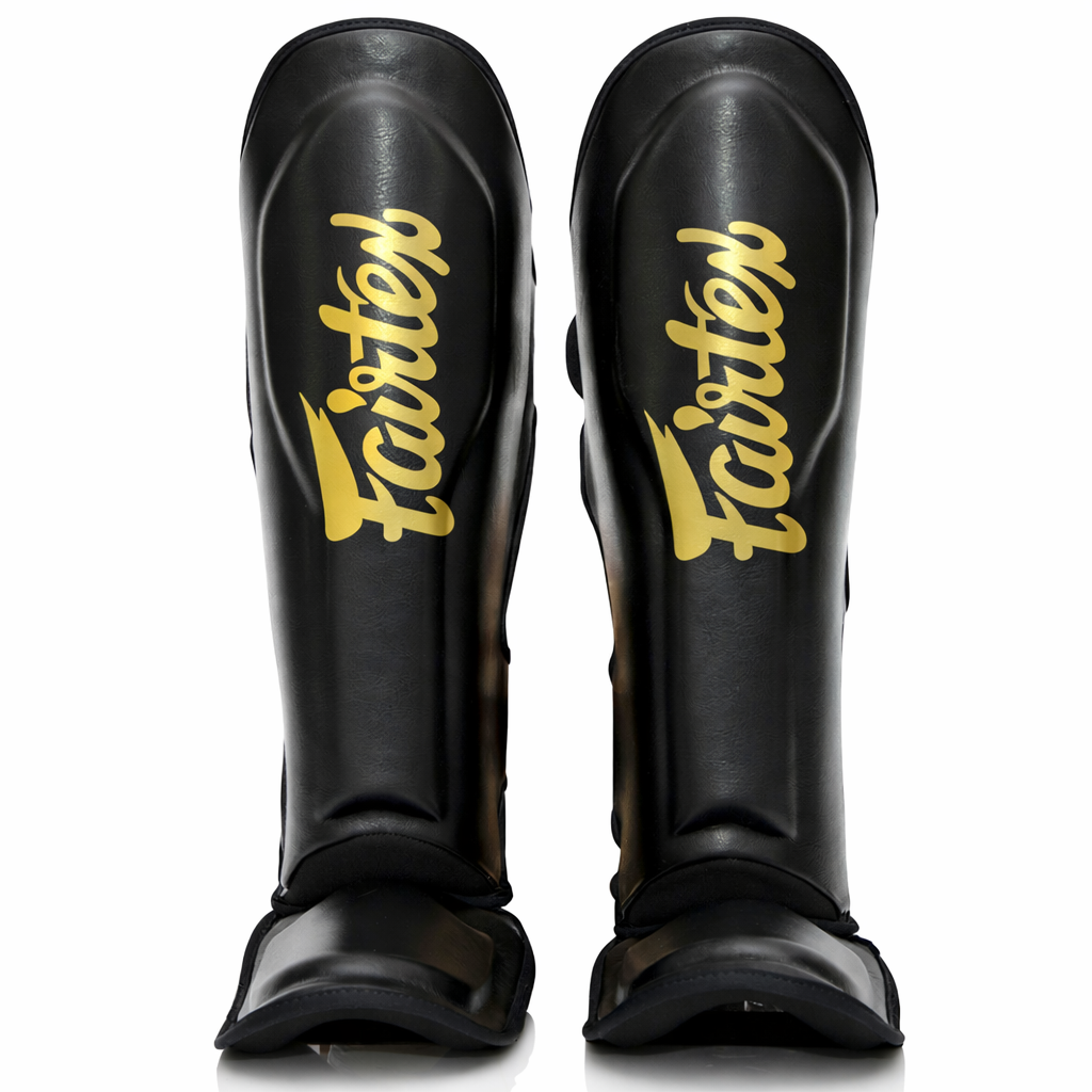Fairtex Booster Shin Guards – Black/Gold, FXB-SG-B-G