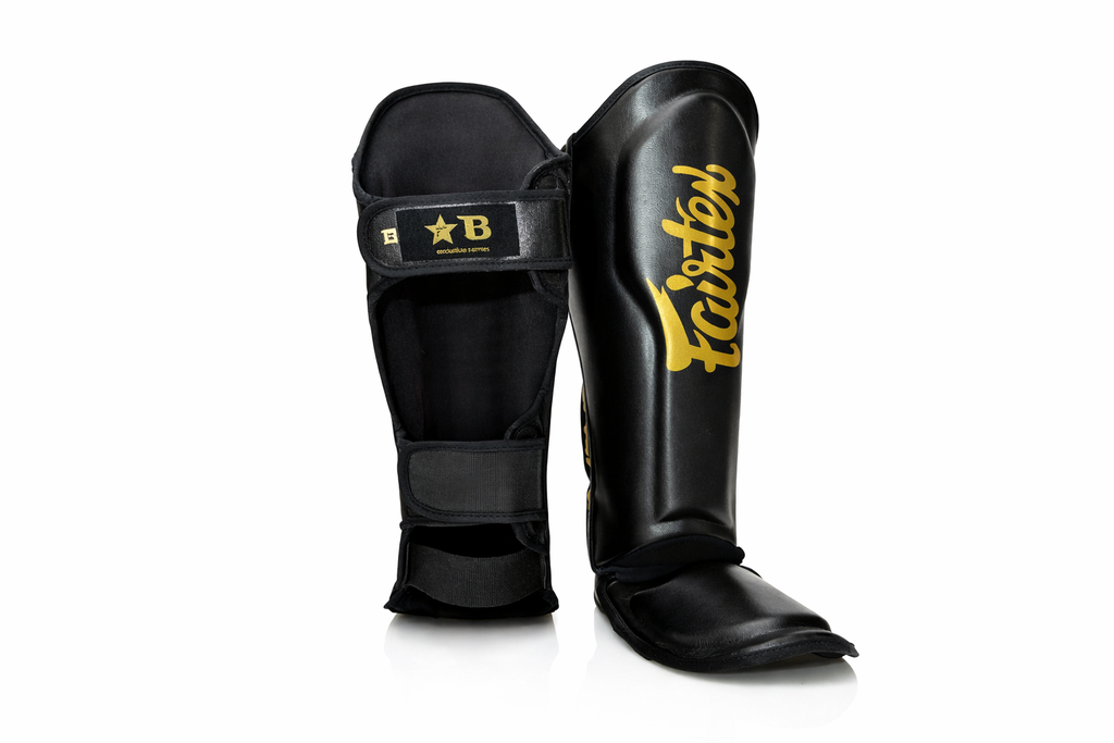 Fairtex Booster Shin Guards – Black/Gold, FXB-SG-B-G