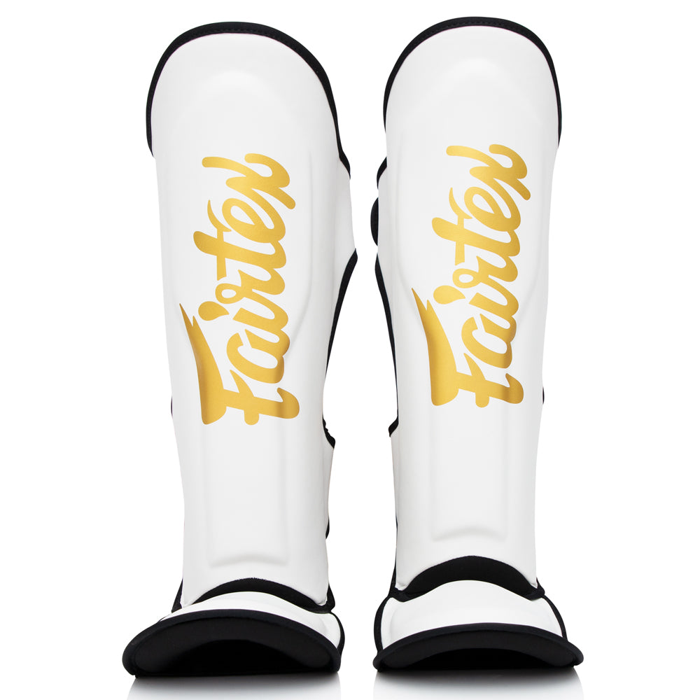 Booster Fairtex Shin Guards – White/Gold, FXB-SG-W-G