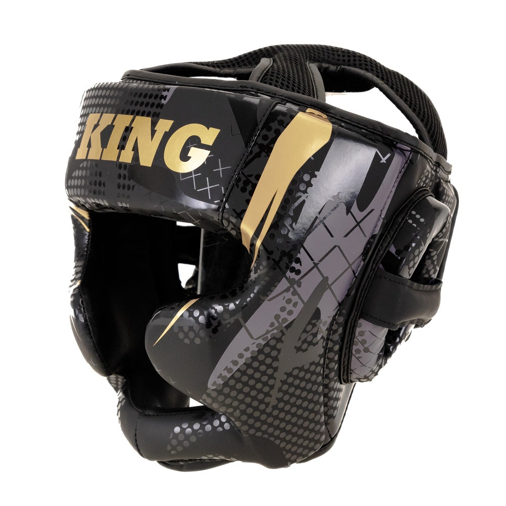King Pro Boxing Shogun head guard – black/gold, KPB/HG SHOGUN 2