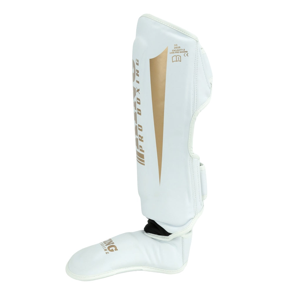 Espinilleras King Pro Boxing REVO 9 – Blanco/Dorado, KPB/SG REVO 9