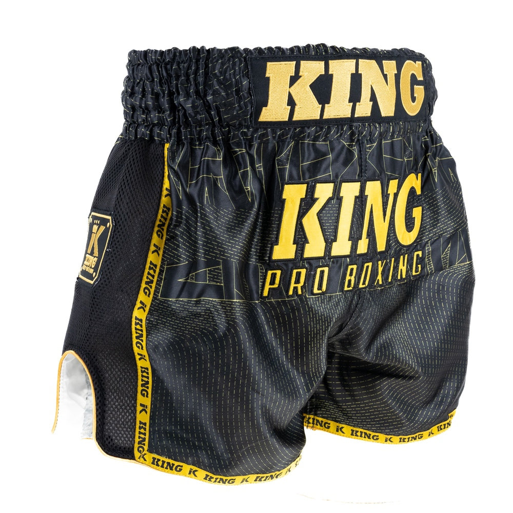 King Muay Thai Shorts – Black/Gold, KP08