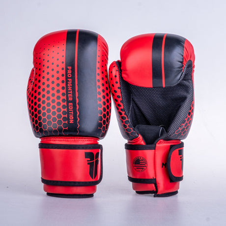 Guantes de mano abiertos de luchador-rojo/negro, OHF-HXGR-0203
