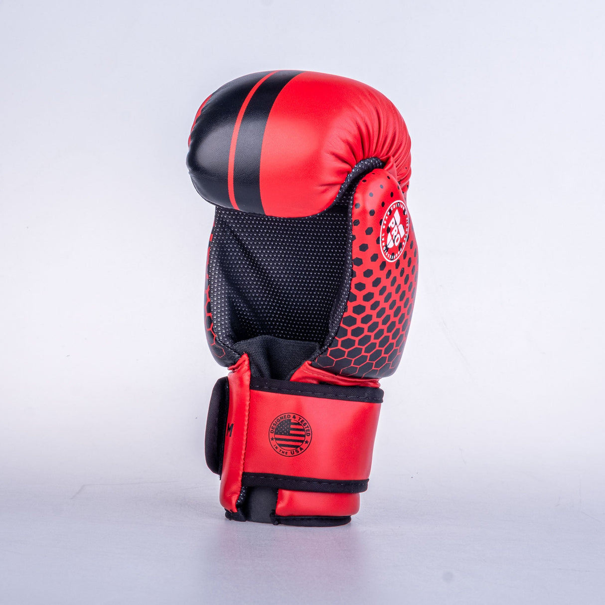 Guantes de mano abiertos de luchador-rojo/negro, OHF-HXGR-0203