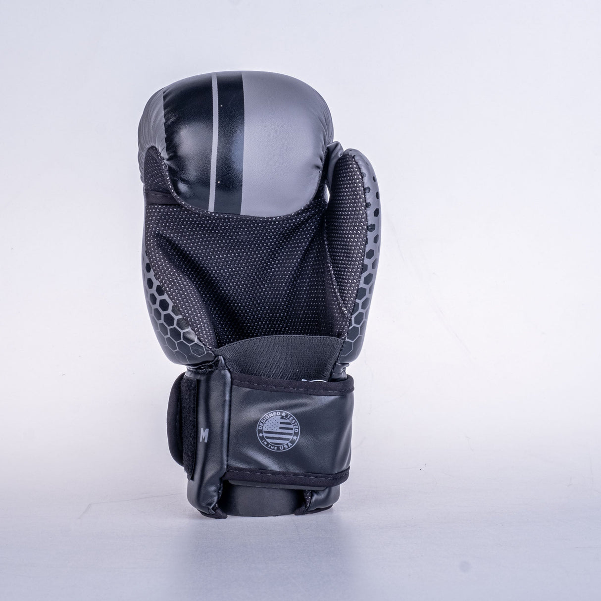 Guantes de mano abiertos de luchador-Gris/Negro, OHF-HXGR-0209