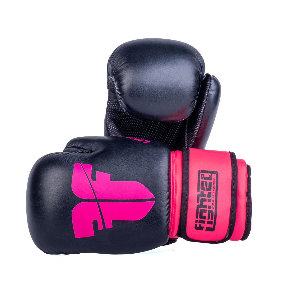 Guantes de mano abiertos de luchador-Negro/Pink, OHF-WRD-0207