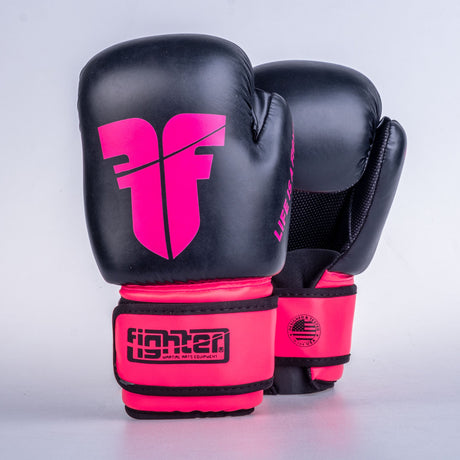 Guantes de mano abiertos de luchador-Negro/Pink, OHF-WRD-0207