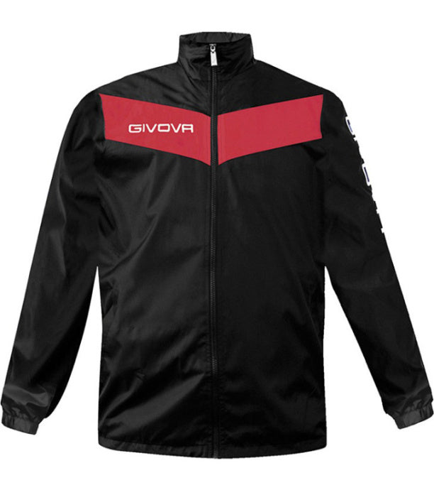 Chaqueta cortavientos Givova Rain - Negro/Burdeos, RJ005