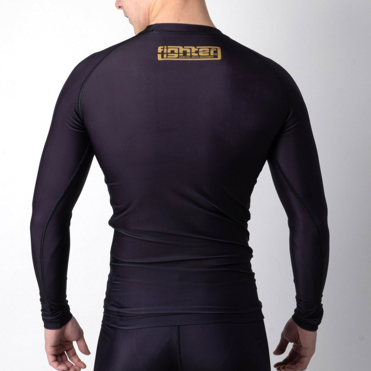 Long Sleeve Rash Guard Fighter - black/gold, RSG-PLN-LS-01