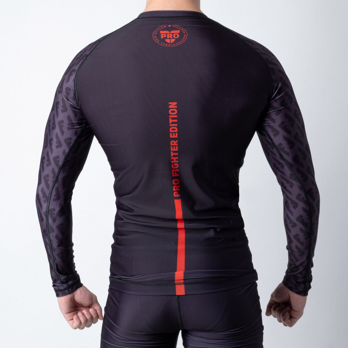 Long Sleeve Rash Guard Fighter - black/red, RSG-PRO-LS-01
