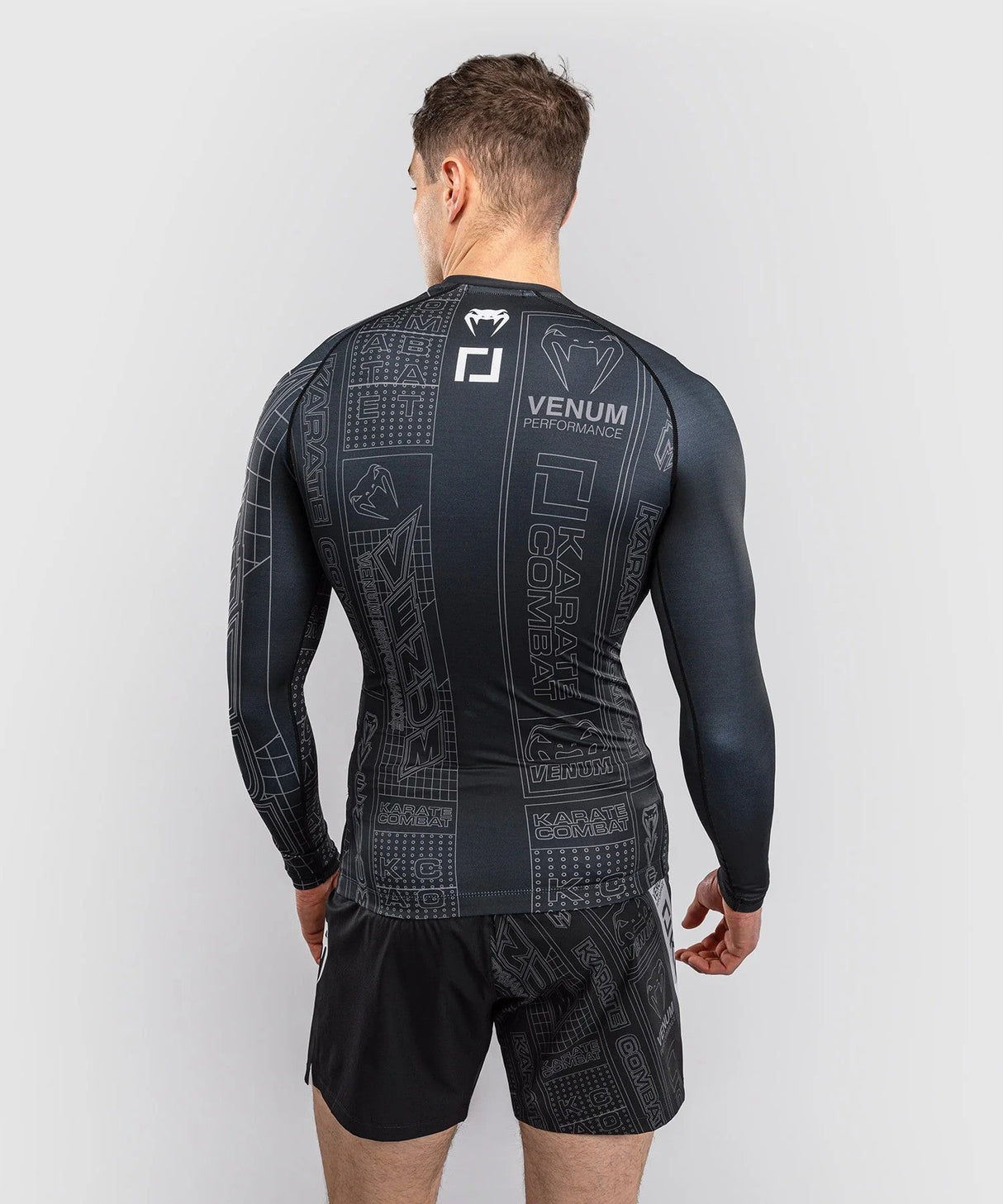 Venum Karate Combat Long Sleeve Rashguard - Black/Grey, VENUM-06227-109