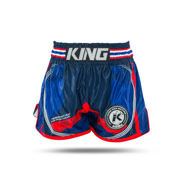 King Classic Muay Thai Shorts - blue/red,  KPB FLAG 2