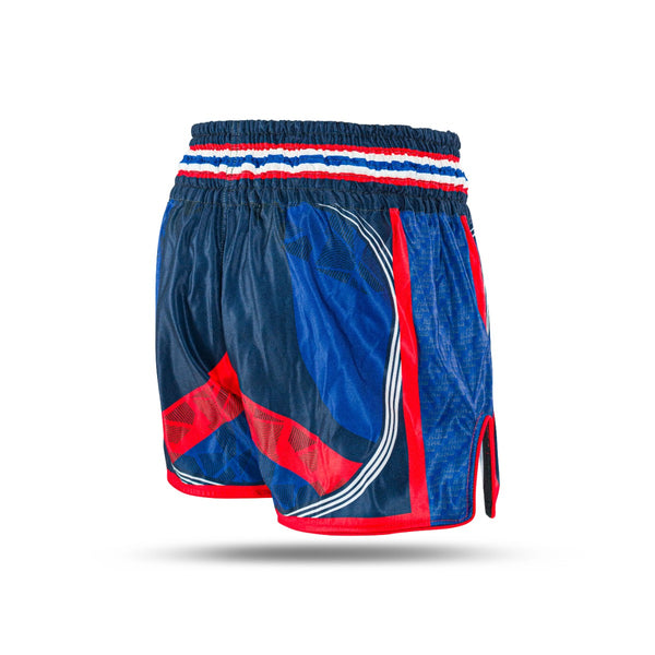 King Classic Muay Thai Shorts - blue/red,  KPB FLAG 2