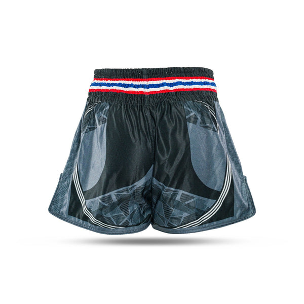 King Classic Muay Thai Shorts - black/gray,  KPB FLAG 1