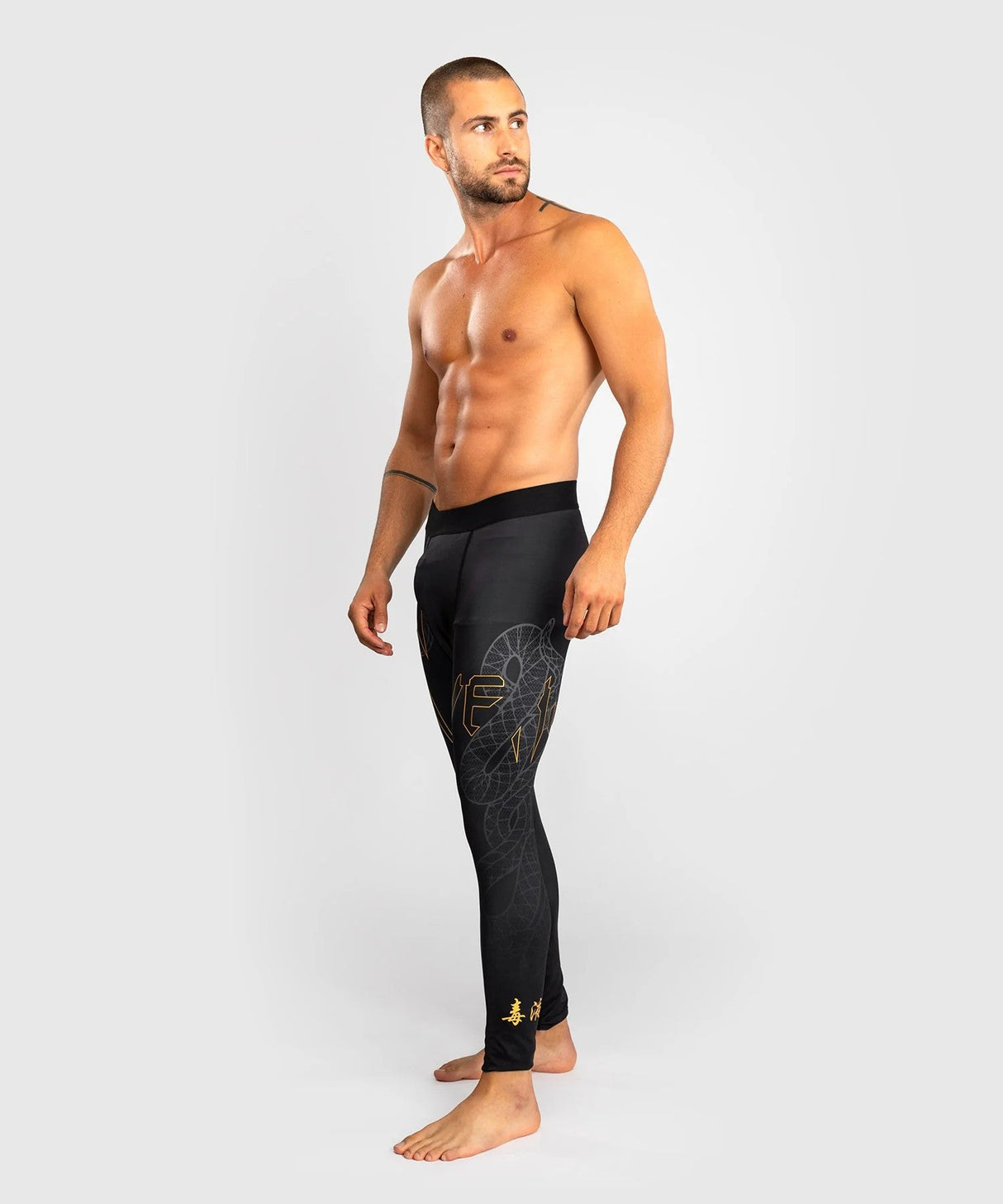 Venum Serpenti Men's Compression Leggings – Black/Gold, VENUM-05752-109