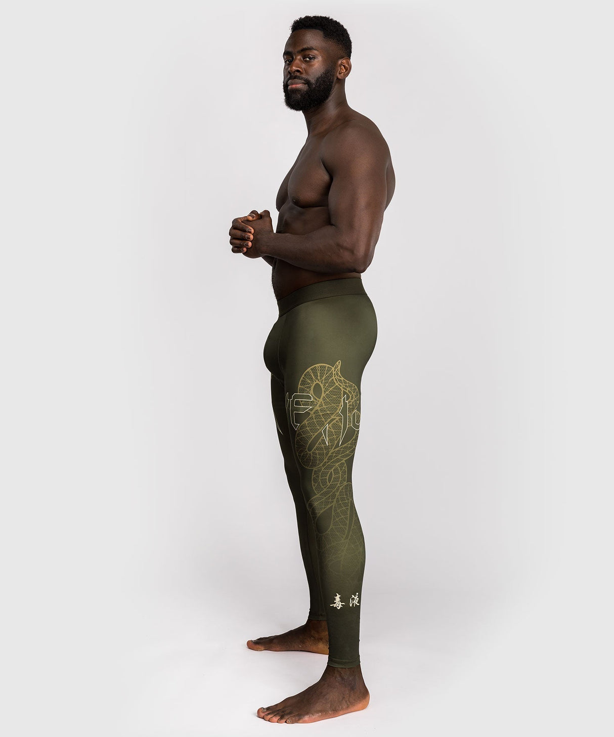 Venum Serpenti Men's Compression Leggings – Khaki/Gold, VENUM-05752-590