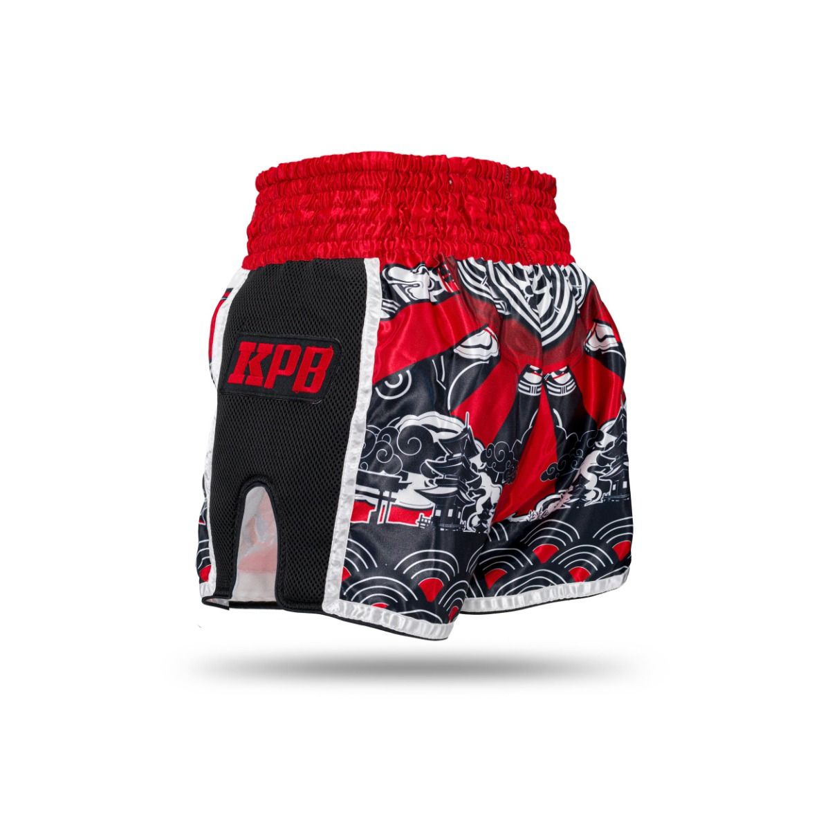 King Muay Thai Shorts Hanya - Negro/Rojo, KPB/Hanya Rd
