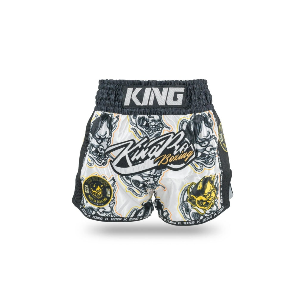 King Muay Thai Shorts DEMON - white/black, KPB DEMON 2