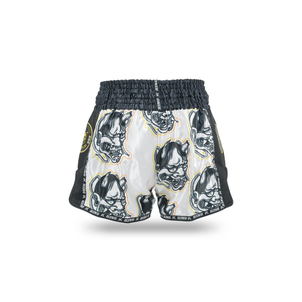 King Muay Thai Shorts DEMON - white/black, KPB DEMON 2
