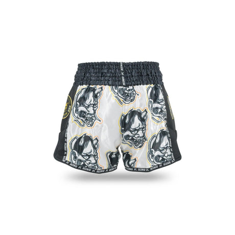 King Muay Thai Shorts DEMON - white/black, KPB DEMON 2