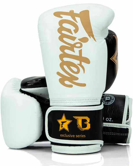 Serie de guantes de boxeo Fairtex-White/Gold FXB-BG-V2-WH/BK/Gold
