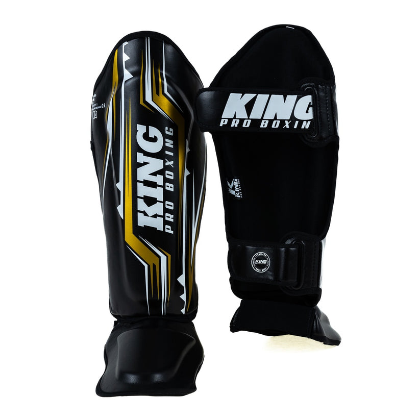King Pro Boxing Shin Guards Spartan 3 - Schwarz/Gold, KPB/SG Spartan 3