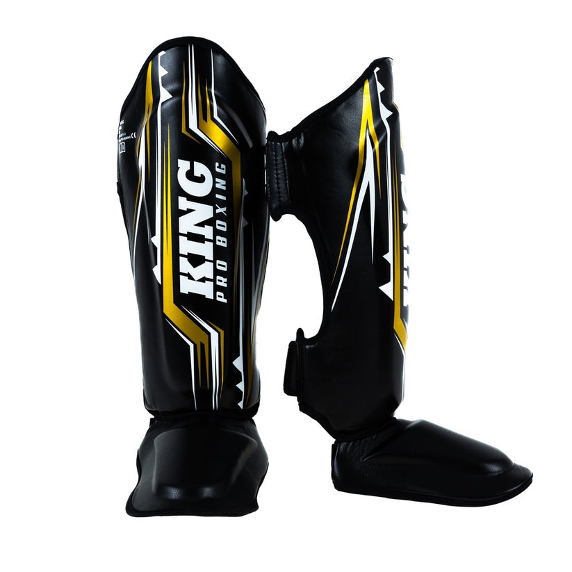 King Pro Boxing Shin Guards Spartan 3 - Schwarz/Gold, KPB/SG Spartan 3