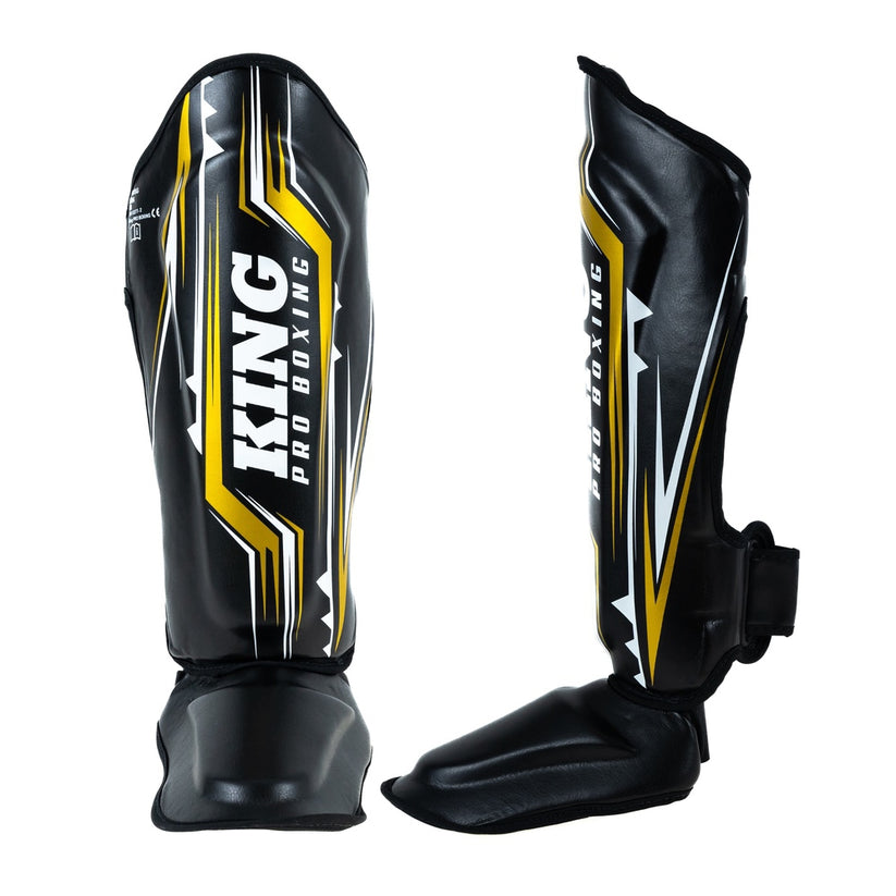 King Pro Boxing Shin Guards Spartan 3 - Schwarz/Gold, KPB/SG Spartan 3