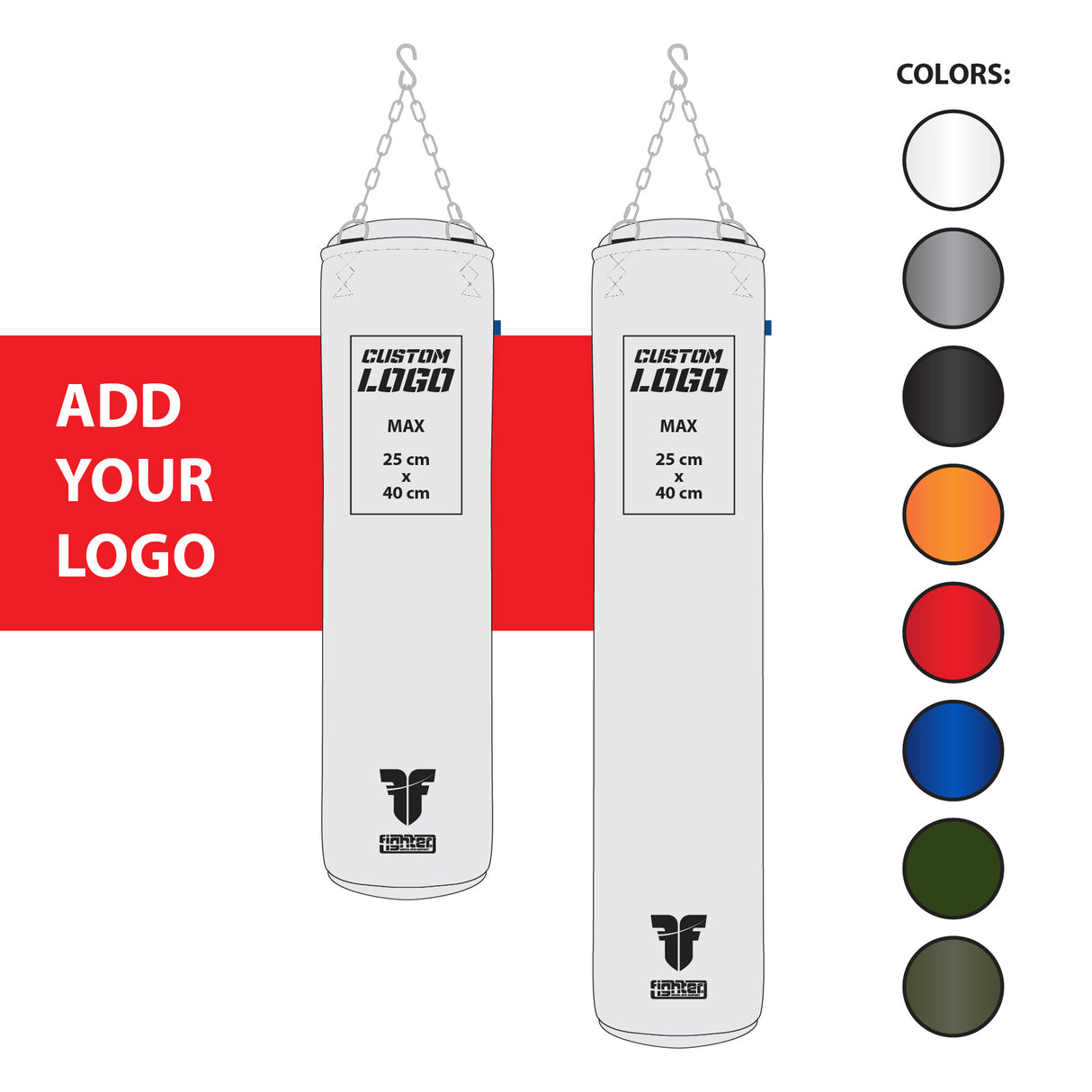 Fighter Boxing Bag Professional - custom logo, 150cm & 180cm; diameter 36cm