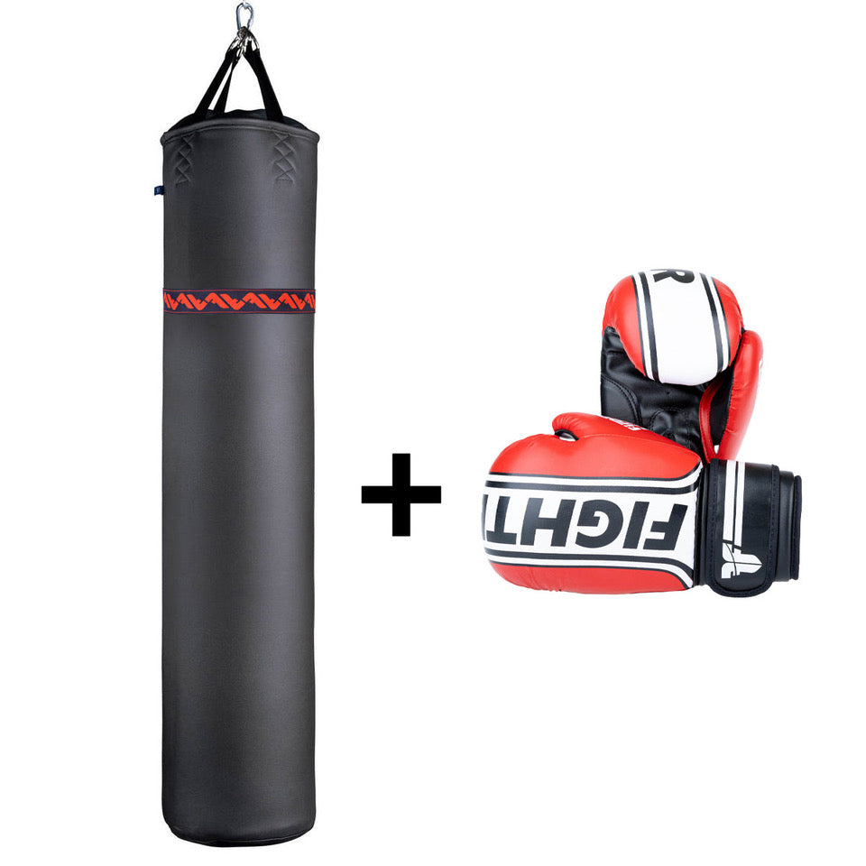 Coffret en édition limitée : sac de boxe Fighter KIDS et gants Fighter Basic Stripe