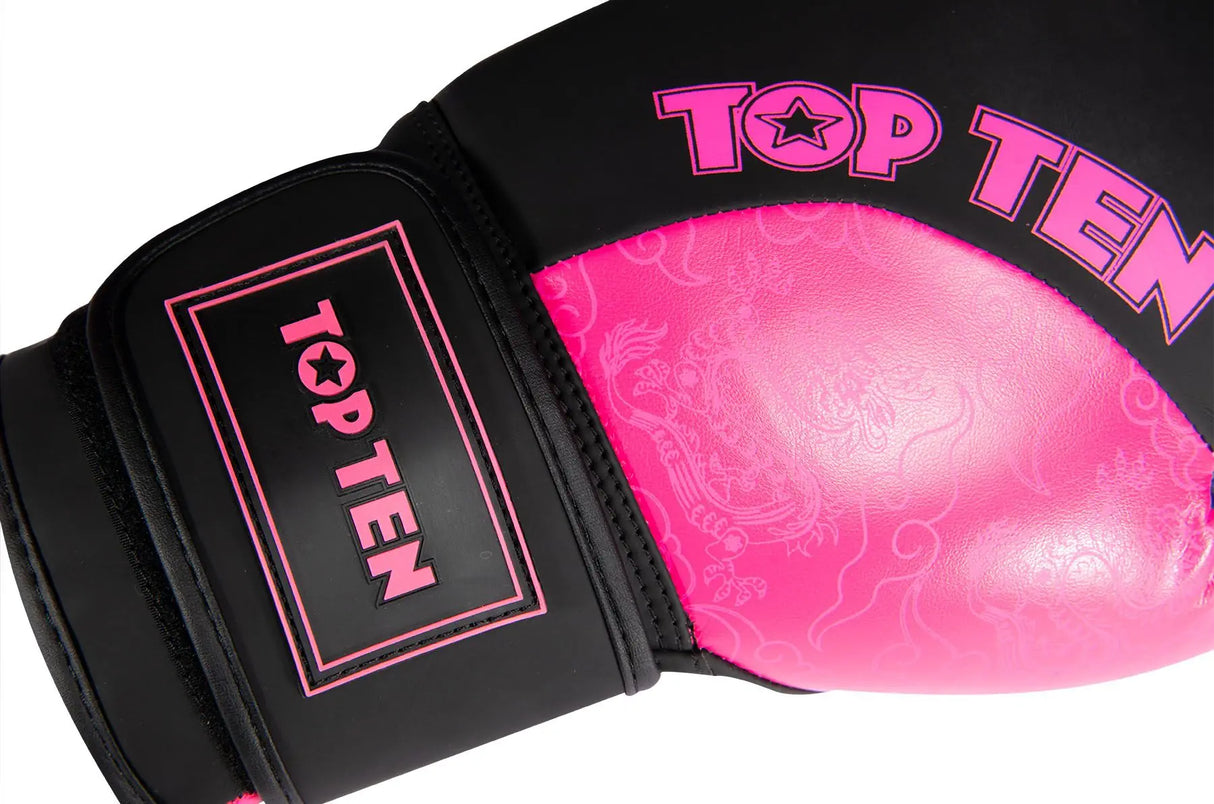 Guantes de boxeo "Dragon" Top Diez - Negro/Pink, 22197-97