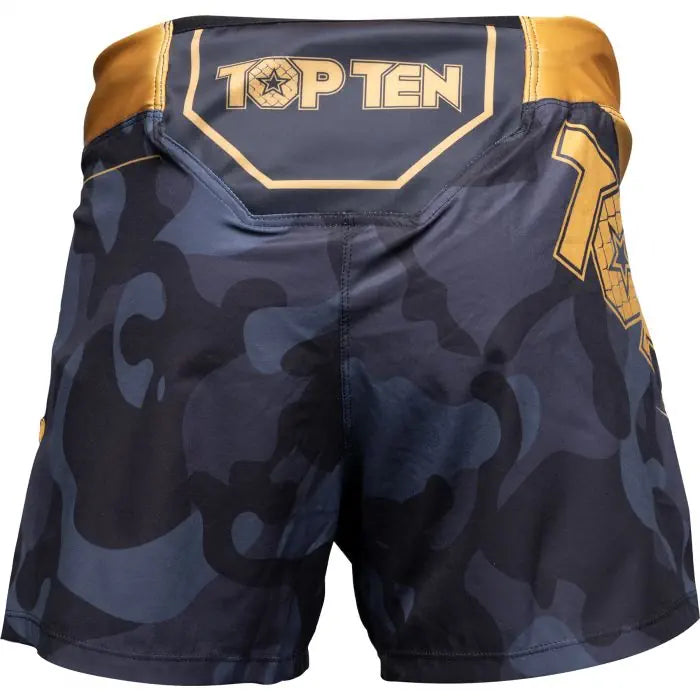 Top Ten Black Force Camo MMA Shorts – Black/Gold, 18154-99