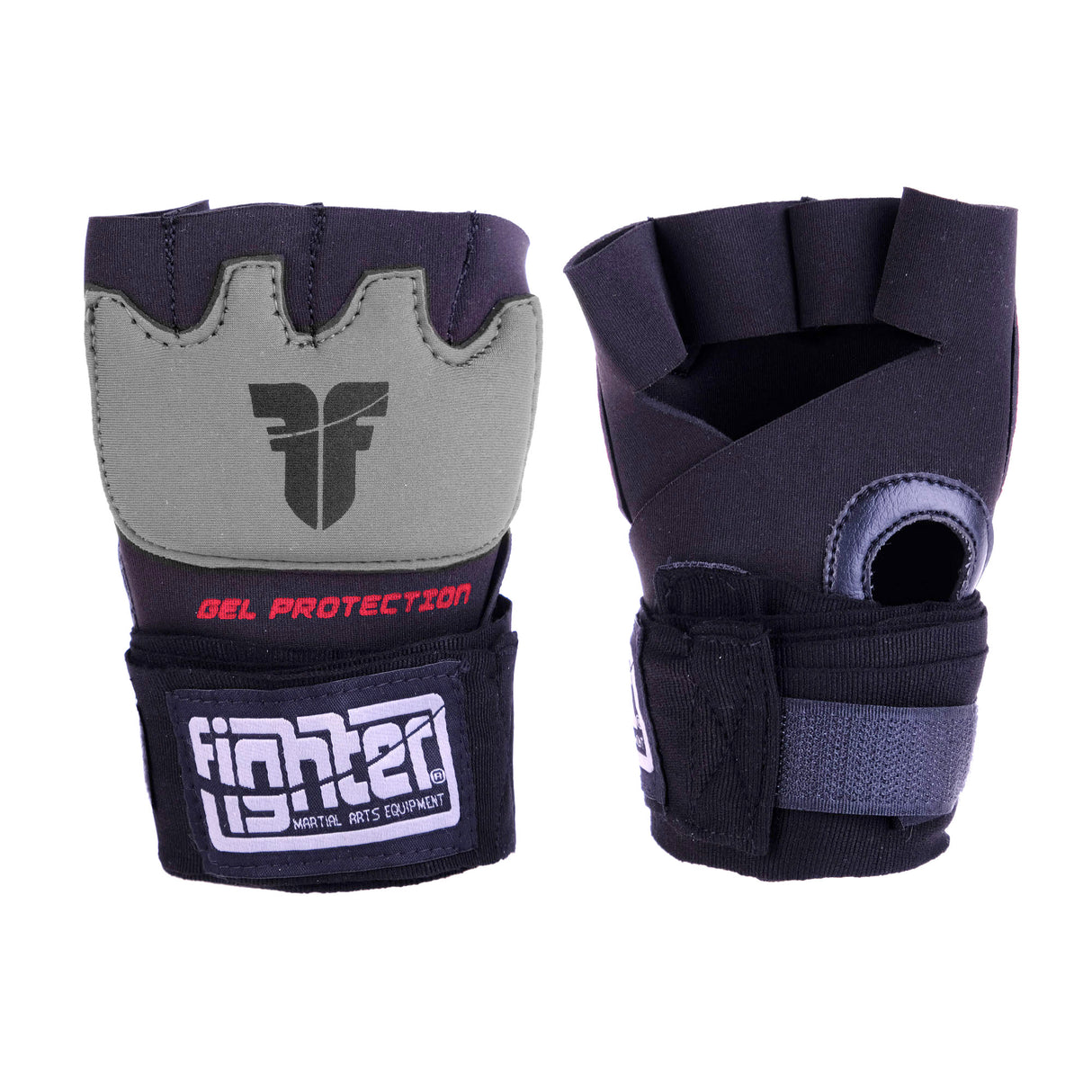 Bandages pour les mains en gel Fighter Strap - noir/gris, FGW-001BG
