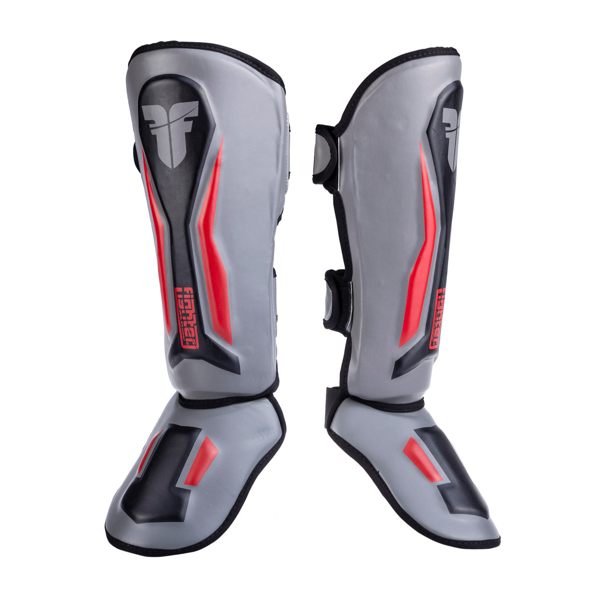 Fighter Shinguards Thai Ergo - gray/red/black, FSG-004BGR