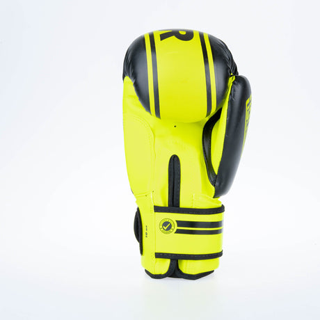Gants de boxe Fighter Basic Stripe - jaune fluo/noir