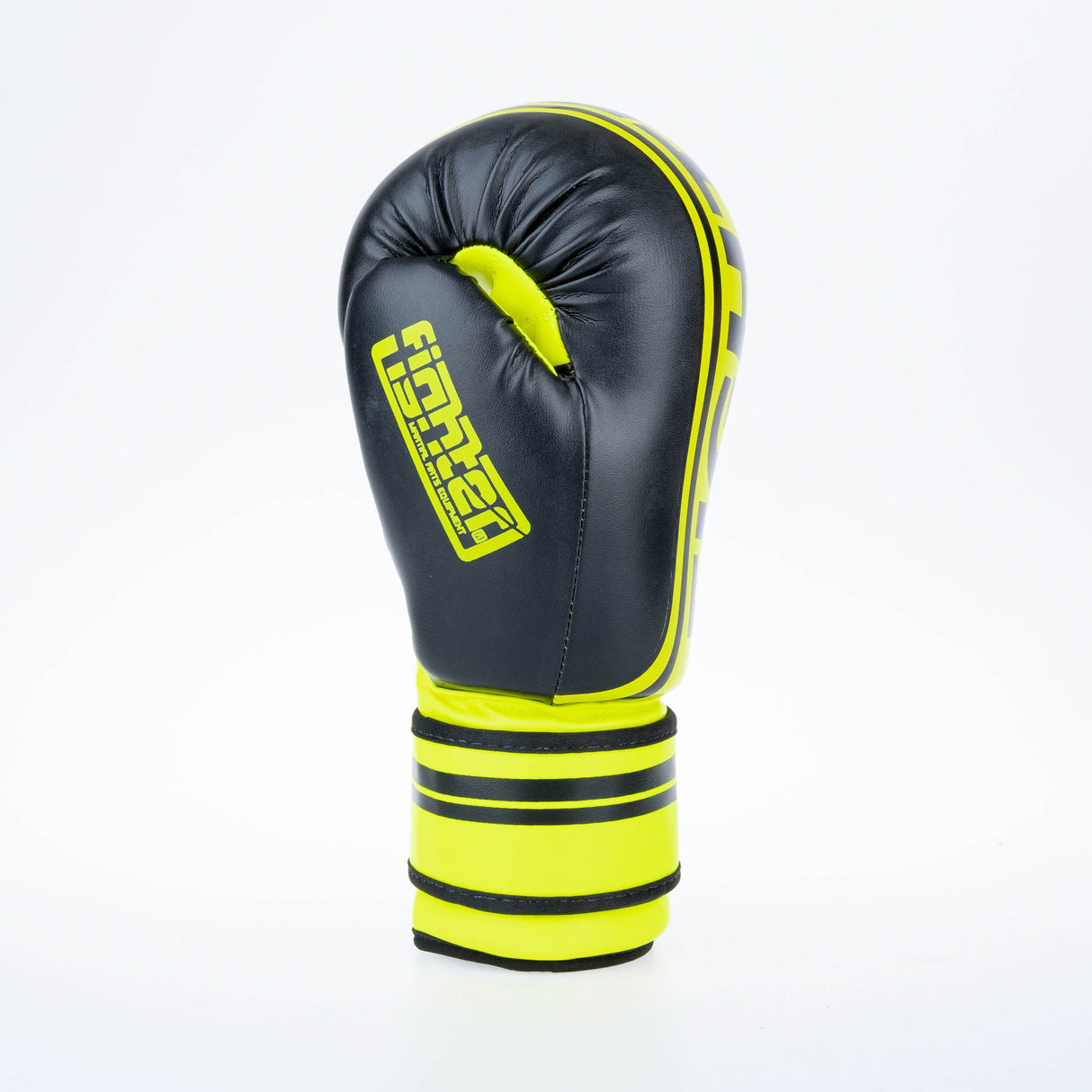 Gants de boxe Fighter Basic Stripe - jaune fluo/noir