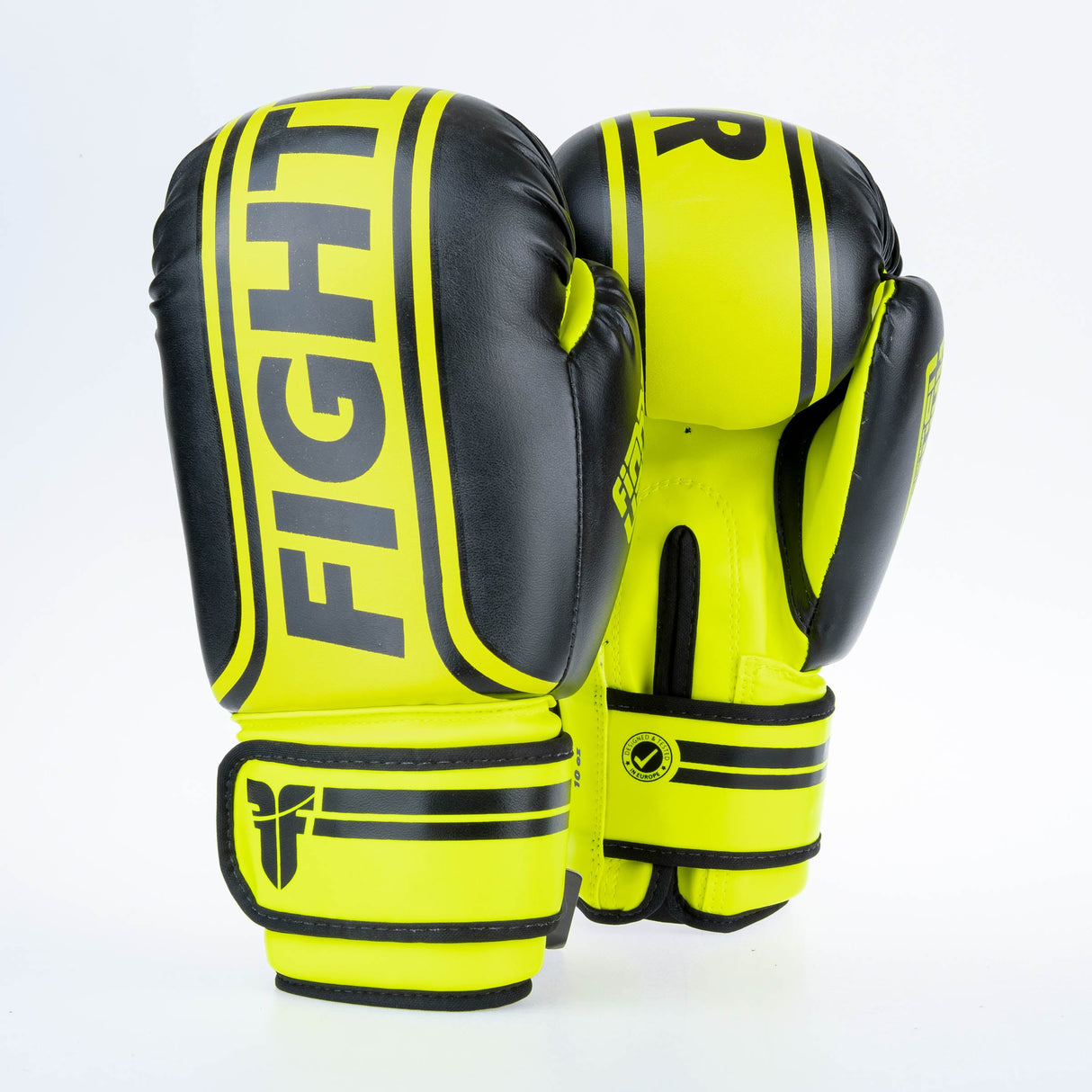 Gants de boxe Fighter Basic Stripe - jaune fluo/noir