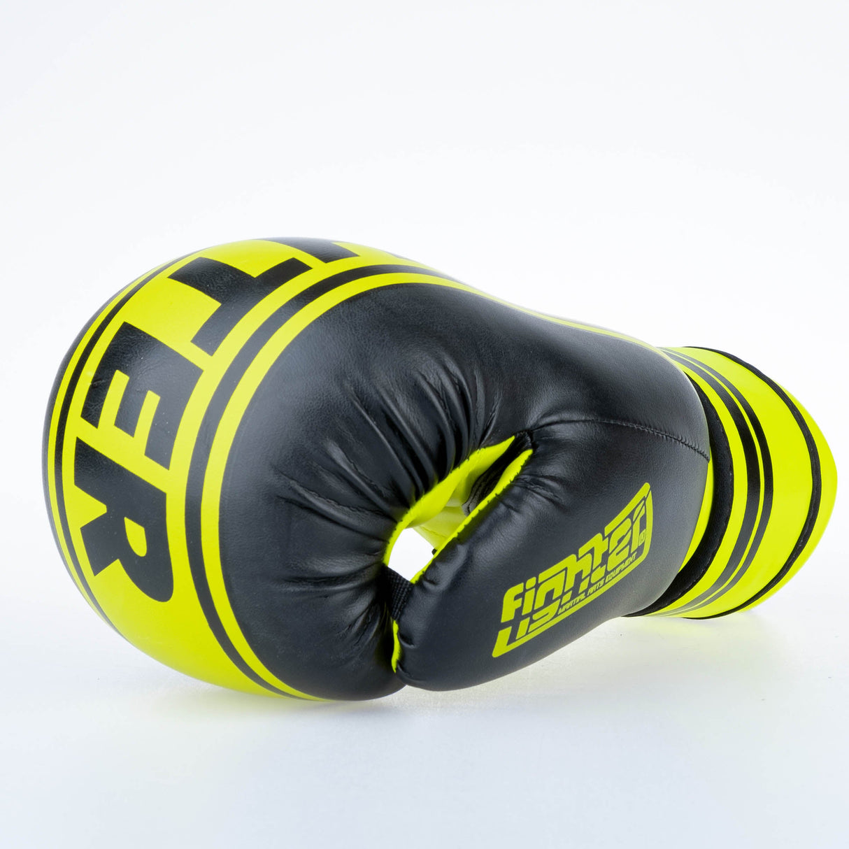Gants de boxe Fighter Basic Stripe - jaune fluo/noir